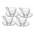 Conjunto 4 Xícaras de Café com Pires Golden Bird 80ml Cristal Ecológico - Wolff